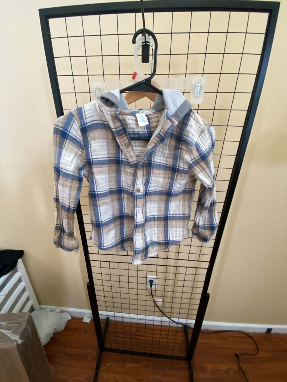 Thereabouts Boys Long Sleeve Plaid Flannel Hooded Button-Up Shirt, Size 8
